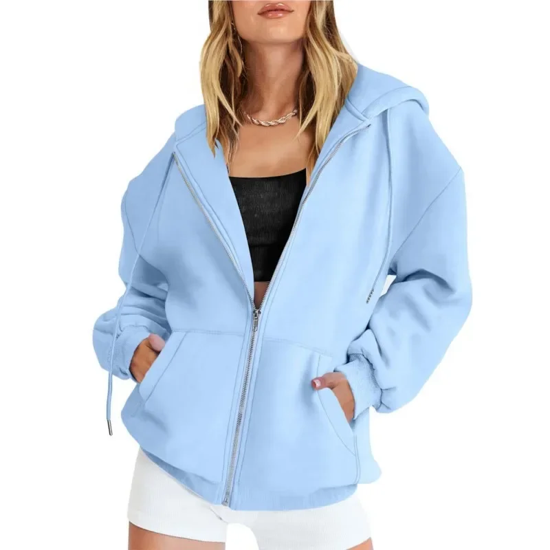 Fashion Gray Zip Up Sweatshirt Women Autumn Winter Jacket Clothes Hoodies Daily Pockets Long Sleeve Solid Versatile Lady Hoodies
Fashion Gray Zip Up Sweatshirt Women Autumn Winter Jacket Clothes Hoodies Daily Pockets Long Sleeve Solid Versatile Lady Hoodies