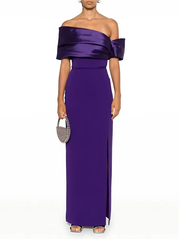 Customized Wedding Party Dresses Off the Shoulder Side Split Maxi Evening Dresses Sdudi Sleeveless Simple Elegant Prom Gowns
Customized Wedding Party Dresses Off the Shoulder Side Split Maxi Evening Dresses Sdudi Sleeveless Simple Elegant Prom Gowns