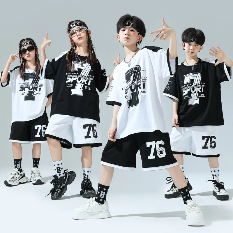 New Boys Hip Hop Dance Costume White Short Sleeve T Shirt Black Shorts Modern Kpop Clothing Girls Jazz Performance Stage Outfits
New Boys Hip Hop Dance Costume White Short Sleeve T Shirt Black Shorts Modern Kpop Clothing Girls Jazz Performance Stage Outfits