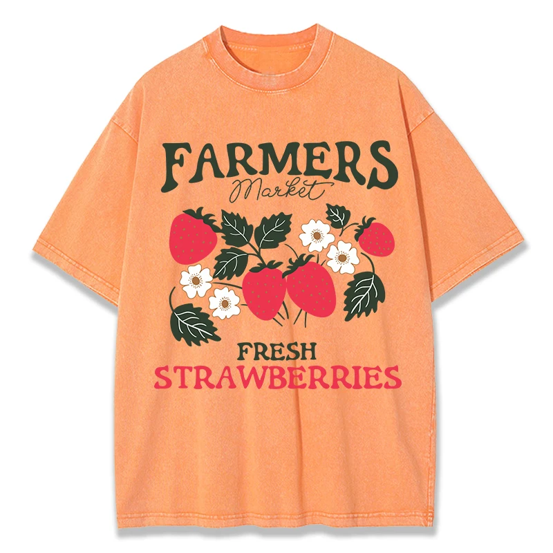 Farmers Fresh Strawberries Prints Washed T-Shirt Women Cotton Oversized Tops Summer O-Neck Distressed T Shirt Street Clothes
Farmers Fresh Strawberries Prints Washed T-Shirt Women Cotton Oversized Tops Summer O-Neck Distressed T Shirt Street Clothes