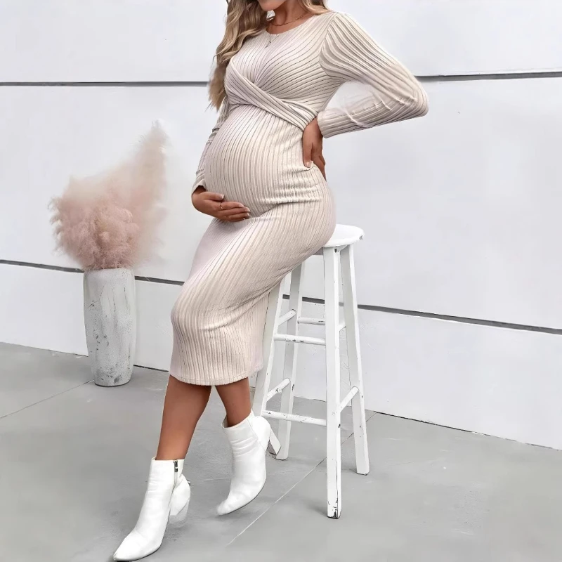 Maternity Long Sleeve Twist Knot Bodycon Dress, Elegant Pregnant Women Gown & Stylish Outfit Collection
Maternity Long Sleeve Twist Knot Bodycon Dress, Elegant Pregnant Women Gown & Stylish Outfit Collection