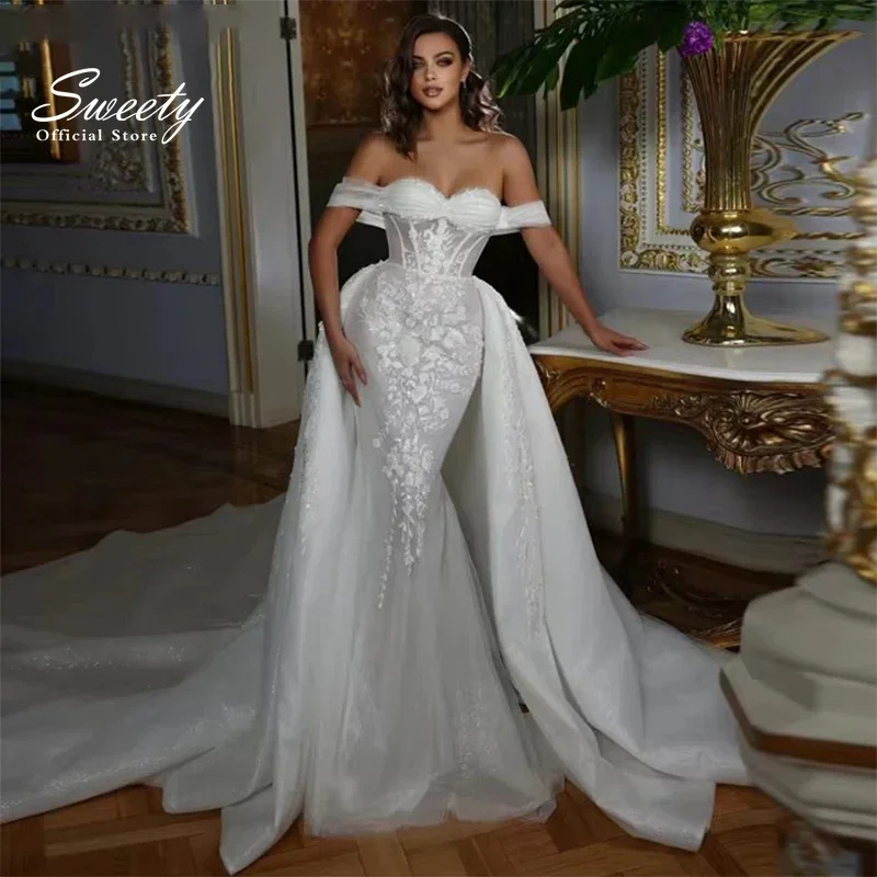 Exquisite Detachable Train Wedding Dresses Organza With Embroidery Lace Mermaid Ball Gown Sleeveless Customized Vestido De Novia
Exquisite Detachable Train Wedding Dresses Organza With Embroidery Lace Mermaid Ball Gown Sleeveless Customized Vestido De Novia