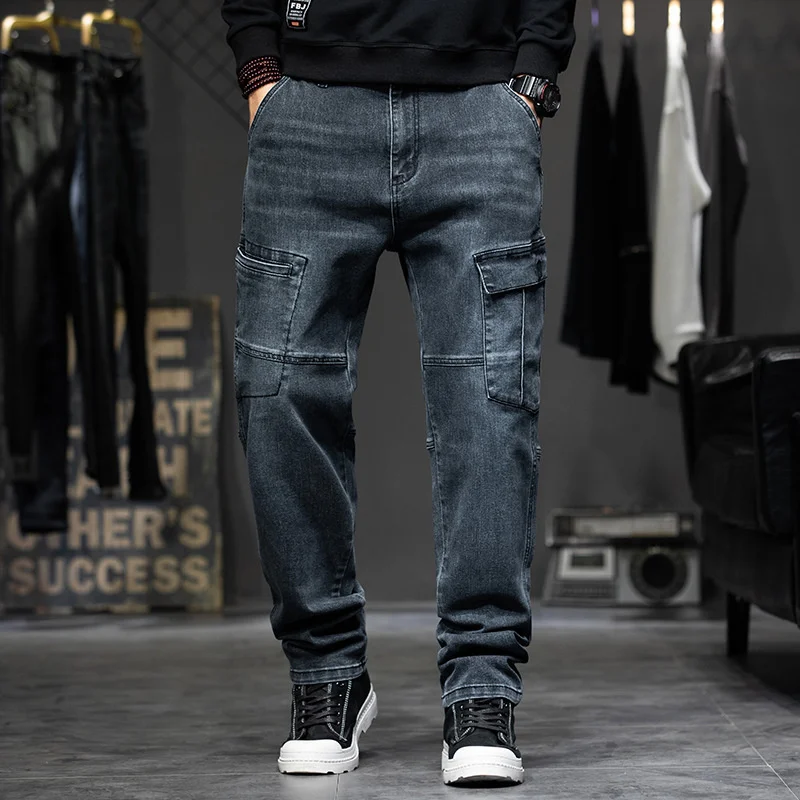 Multi-Pocket Baggy Jeans Mens Streetwear Cargo Denim Pants Straight Jean Trousers Plus Size 40 42 44
Multi-Pocket Baggy Jeans Mens Streetwear Cargo Denim Pants Straight Jean Trousers Plus Size 40 42 44