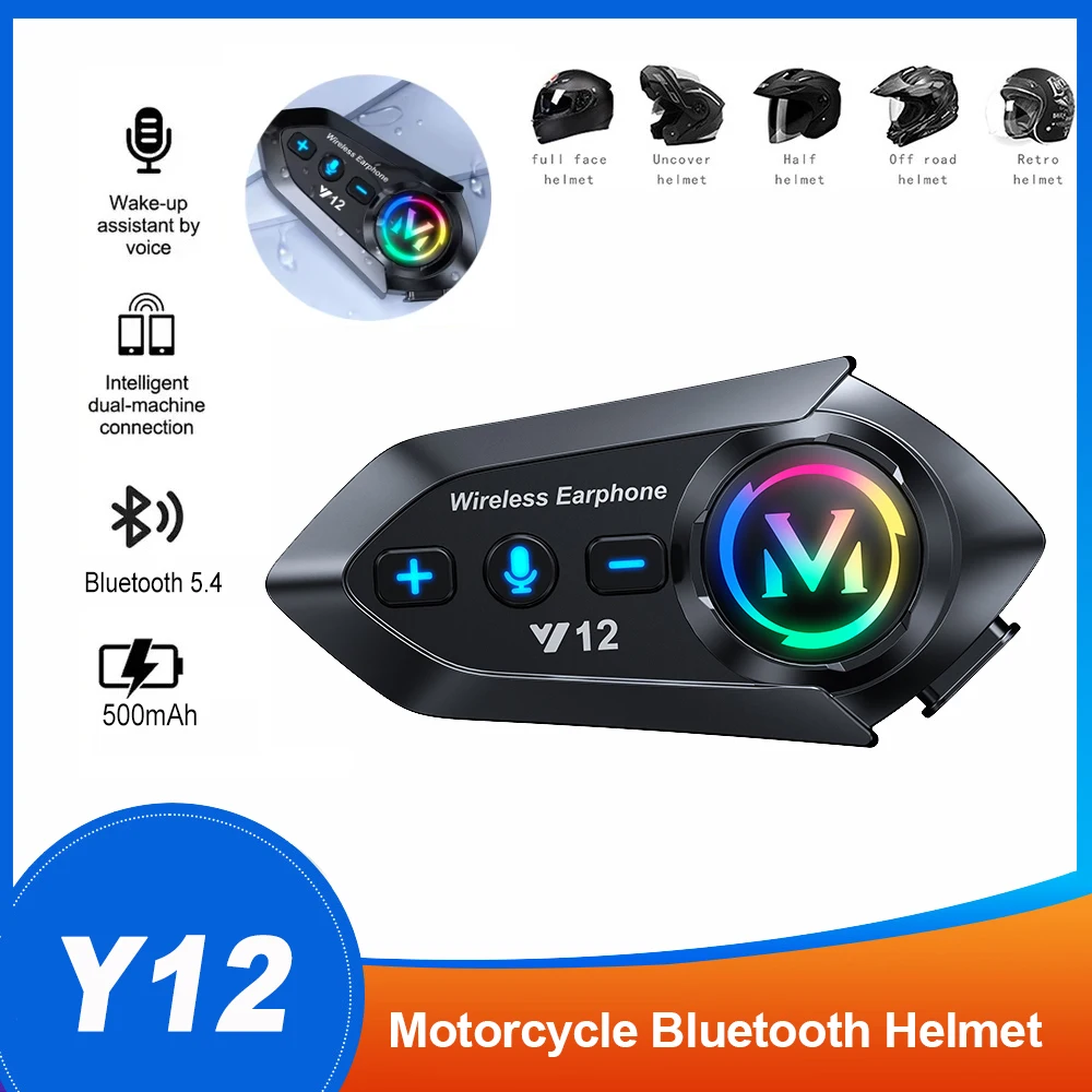 Y12 Bluetooth 5.4 Motorcycle Helmet Headset Stereo Voice Control Hands Free Call Waterproof 500mAh With Ambient Light
Y12 Bluetooth 5.4 Motorcycle Helmet Headset Stereo Voice Control Hands Free Call Waterproof 500mAh With Ambient Light