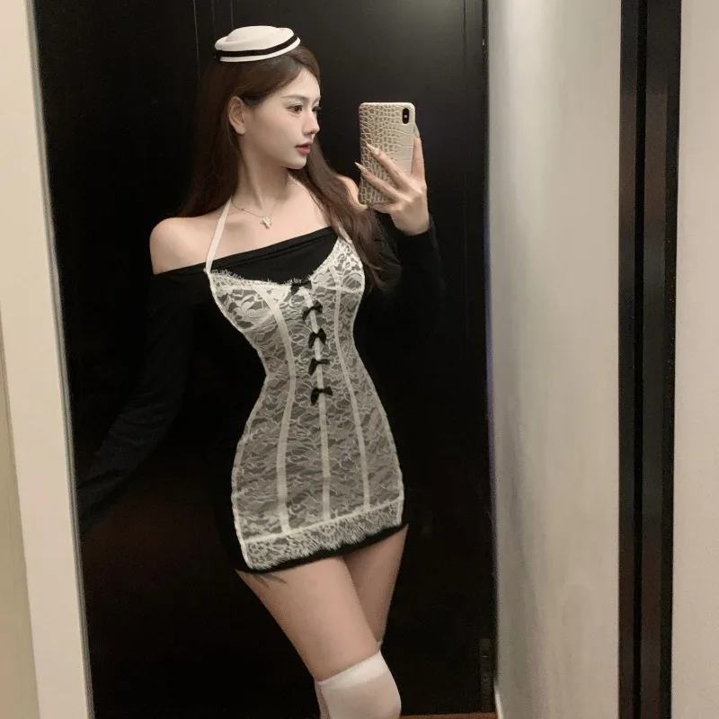 MiiiiX Sexy Hot Girl Lace Splicing Short Dress Halter Off-shoulder Slim Bow Design Sheath Party Dress Autumn Women's Clothes
MiiiiX Sexy Hot Girl Lace Splicing Short Dress Halter Off-shoulder Slim Bow Design Sheath Party Dress Autumn Women's Clothes