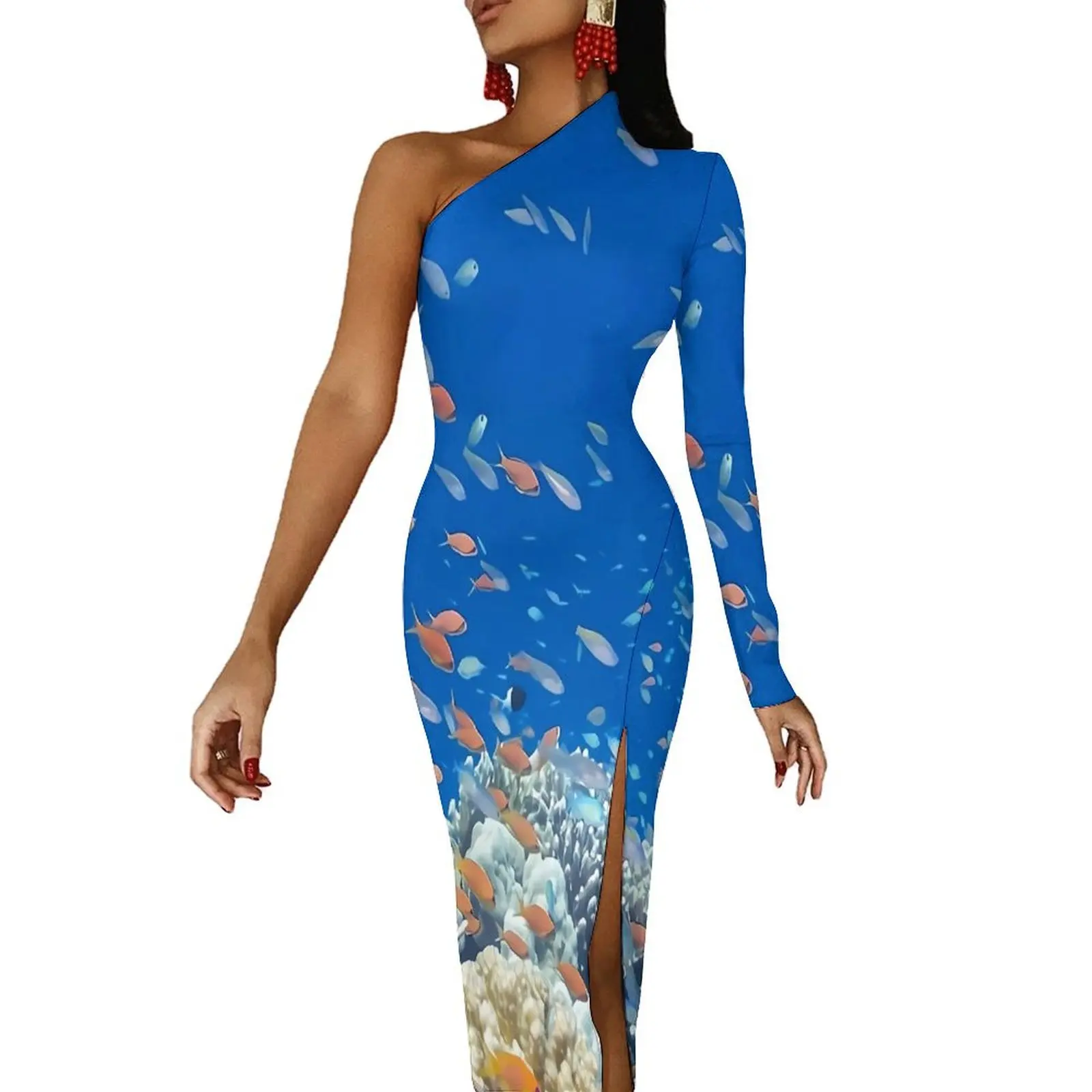 Tropical Marine Maxi Dress Long Sleeve Shoal of Fish Aesthetic Bodycon Dresses Spring Trendy Dress Ladies Design Clothing
Tropical Marine Maxi Dress Long Sleeve Shoal of Fish Aesthetic Bodycon Dresses Spring Trendy Dress Ladies Design Clothing