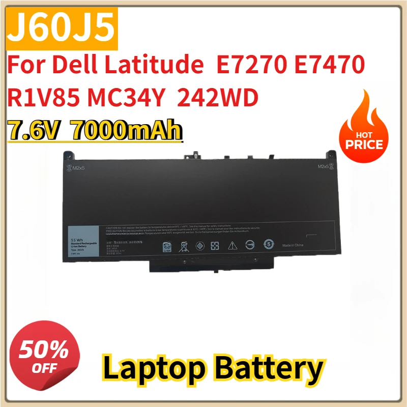 New Replacement Battery J60J5 7.6V 7000mAh for Dell Latitude E7270 E7470 R1V85 MC34Y 242WD
New Replacement Battery J60J5 7.6V 7000mAh for Dell Latitude E7270 E7470 R1V85 MC34Y 242WD