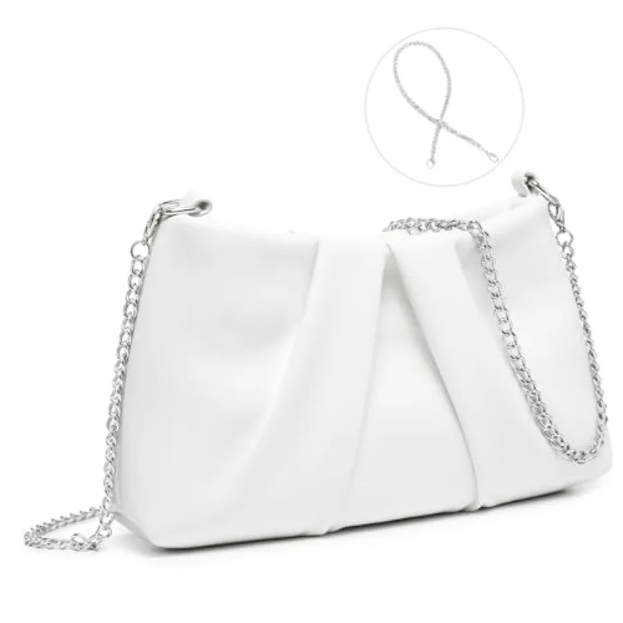 Dasein Elegant Pleated Evening Bag Soft Vegan Leather Clutch Purse Dressy Formal Handbag with 2 Chain Straps for Women
Dasein Elegant Pleated Evening Bag Soft Vegan Leather Clutch Purse Dressy Formal Handbag with 2 Chain Straps for Women