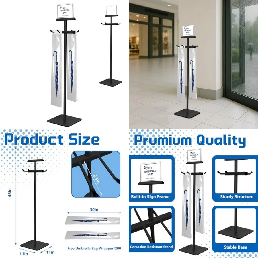Wet Umbrella Stand with Free 200 Plastic Umbrella Bags and Holder
Wet Umbrella Stand with Free 200 Plastic Umbrella Bags and Holder