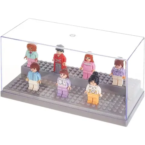 1 Set Acrylic Display Case Clear Display Box 2-Tier Minifigure Display Cases Dustproof Building Block Display Box