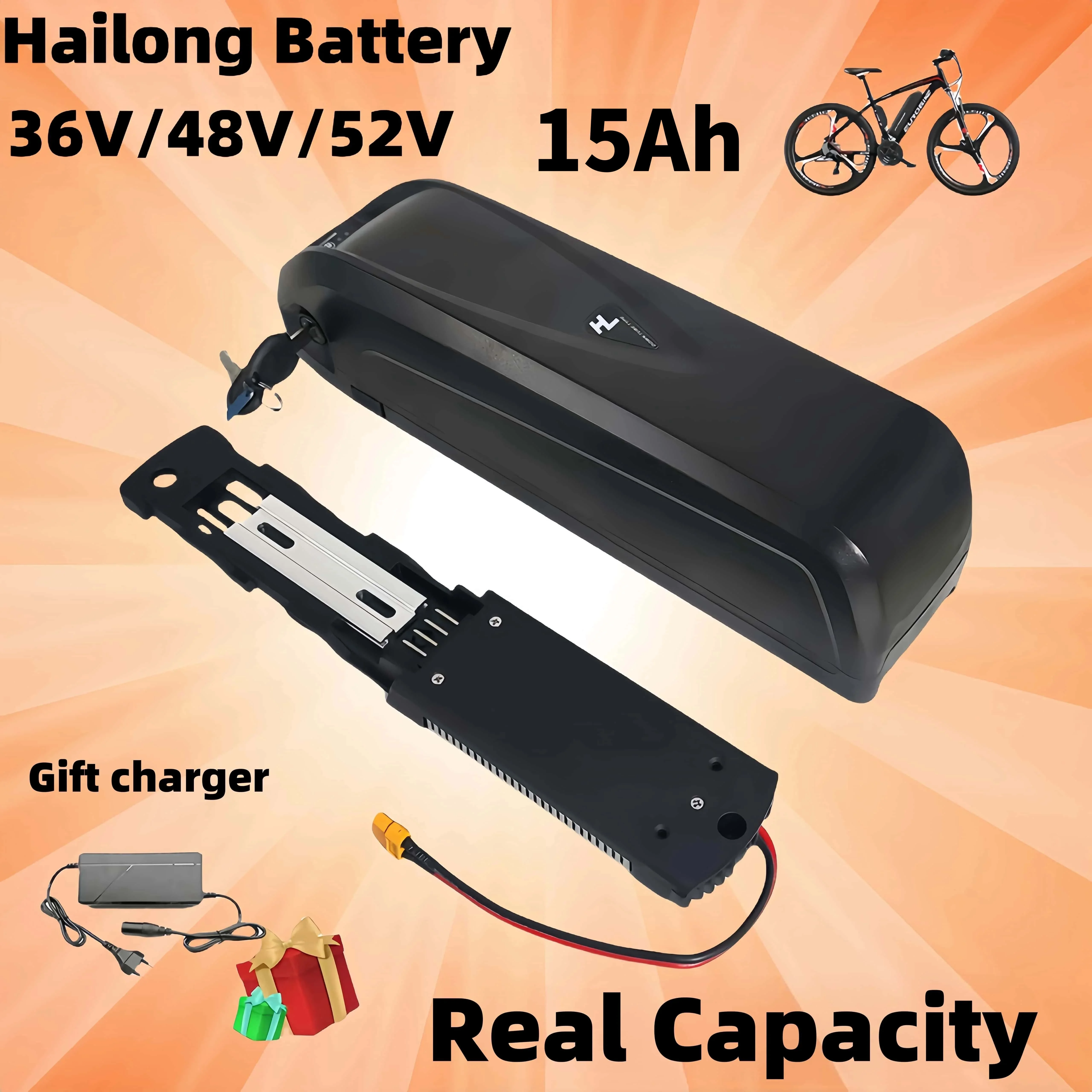 Hailong battery 48V 15Ah Battery 36V 52V 10A with USB port built-in BMS 250W-1000W Full Capacity power battery pack with charger
Hailong battery 48V 15Ah Battery 36V 52V 10A with USB port built-in BMS 250W-1000W Full Capacity power battery pack with charger