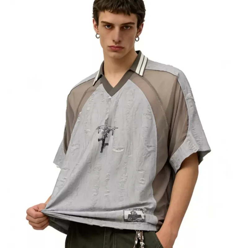 American Style High Street Printing Broken Contrast Color Splicing Design Short Sleeve T-shirt For Man Loose Fashionable
American Style High Street Printing Broken Contrast Color Splicing Design Short Sleeve T-shirt For Man Loose Fashionable