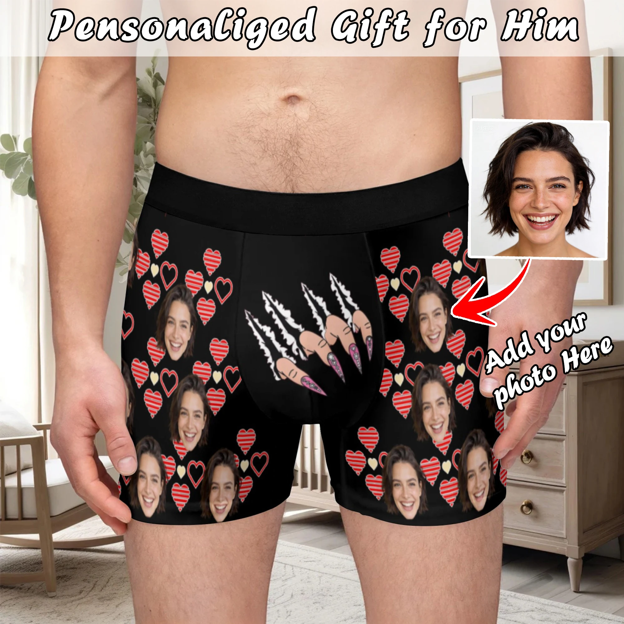 Personalized Face Photo Underwear Custom Boxer Briefs Custom Men Valentine's Day Gift For Husband Anniversary Gift for Dad
Personalized Face Photo Underwear Custom Boxer Briefs Custom Men Valentine's Day Gift For Husband Anniversary Gift for Dad