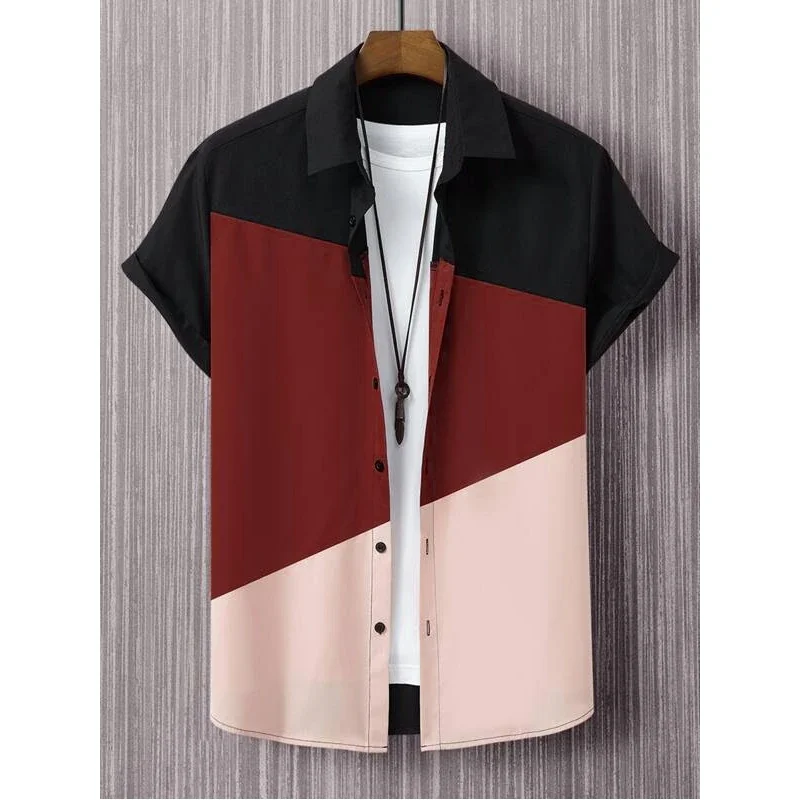 Men'S Shirt Three Color Patchwork Print Short Sleeve Simple Fashion High Quality Top Loose Oversize Men Clothing Hawaiian Shirts
Men'S Shirt Three Color Patchwork Print Short Sleeve Simple Fashion High Quality Top Loose Oversize Men Clothing Hawaiian Shirts