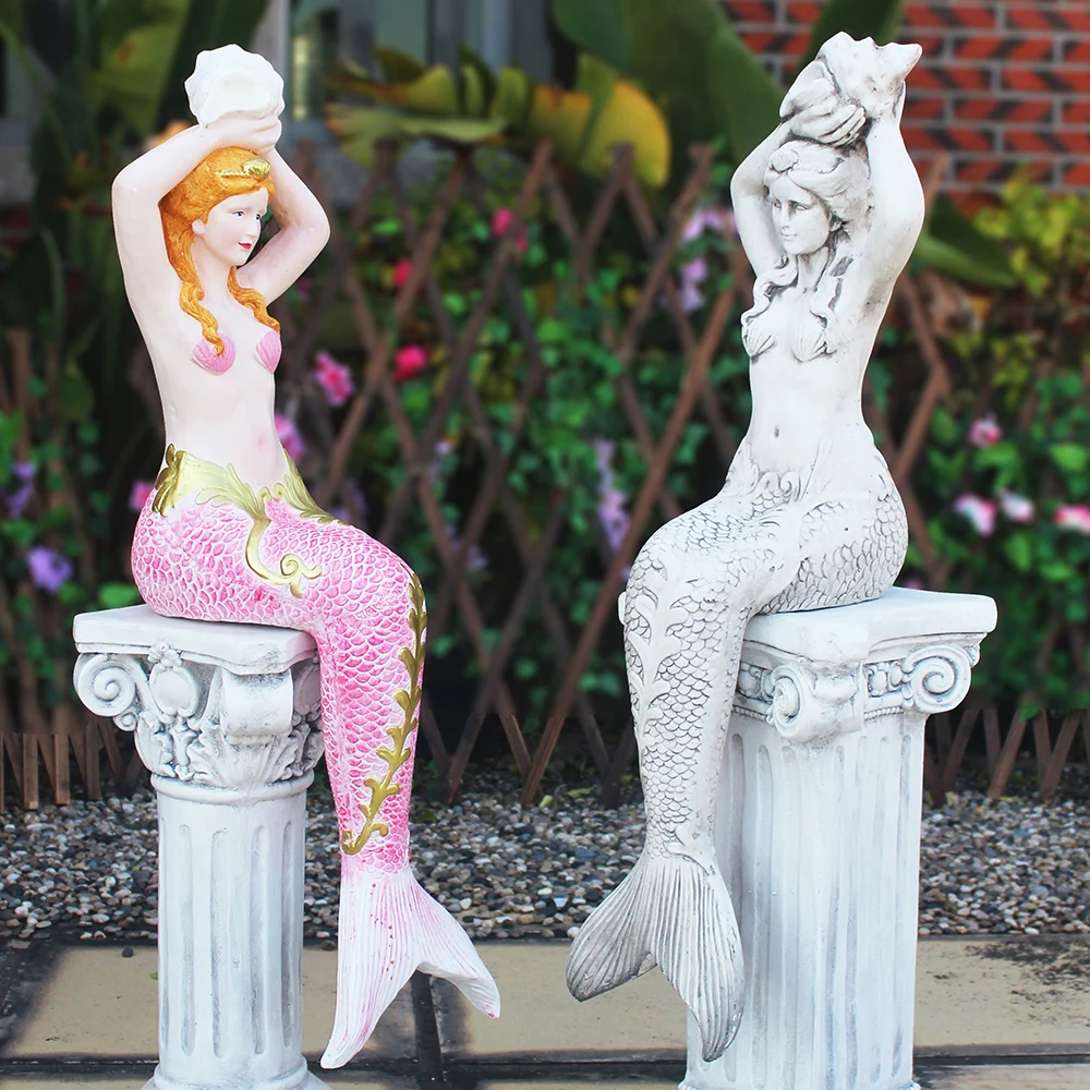 Outdoor Garden Courtyard Mermaid Ornament Roman Column Sculpture Villa Balcony Garden Wedding Decoration Garden Craft 
Outdoor Garden Courtyard Mermaid Ornament Roman Column Sculpture Villa Balcony Garden Wedding Decoration Garden Craft
