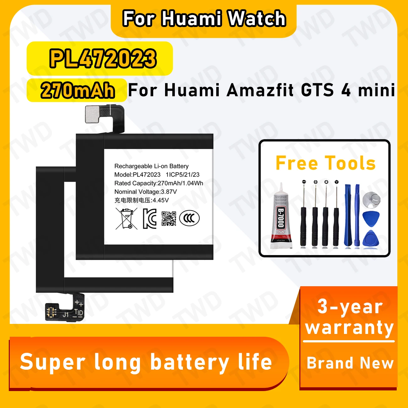 PL472023 Аккумулятор большой емкости для Huami Amazfit GTS 4, мини-аккумуляторы, новый высокий уровень + бесплатные инструменты
PL472023 Аккумулятор большой емкости для Huami Amazfit GTS 4, мини-аккумуляторы, новый высокий уровень + бесплатные инструменты