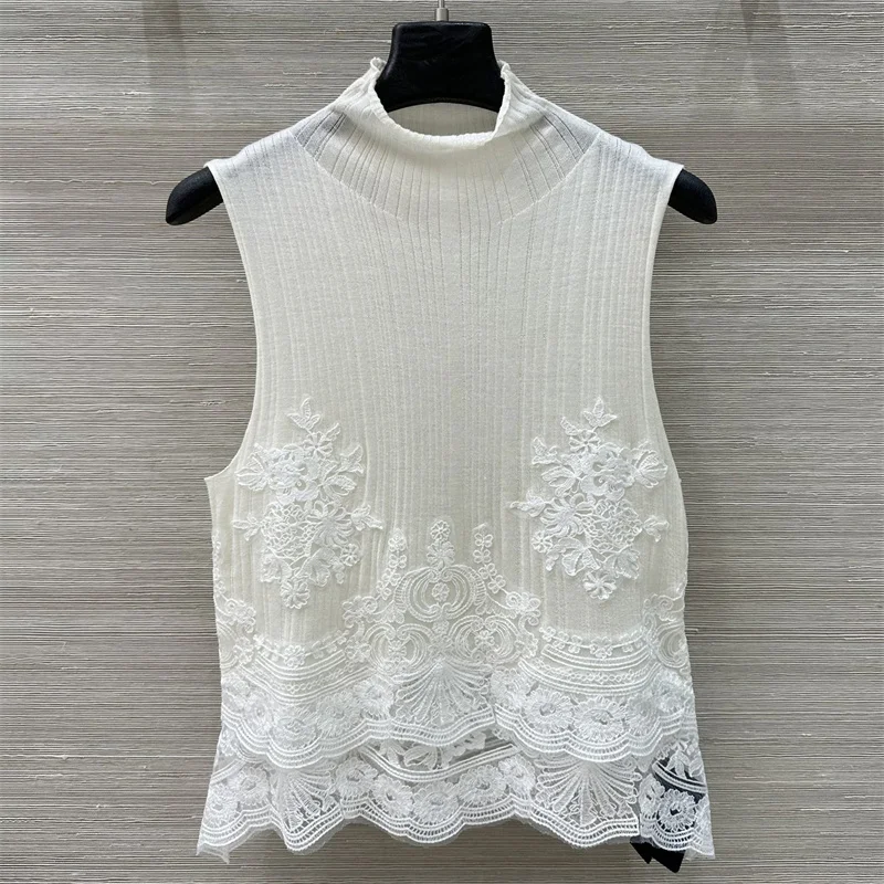 women's sweater New lace patchwork high neck pullover for summer 2025 Wool blend sleeveless top Elastic knit slim Wom en's vest
women's sweater New lace patchwork high neck pullover for summer 2025 Wool blend sleeveless top Elastic knit slim Wom en's vest