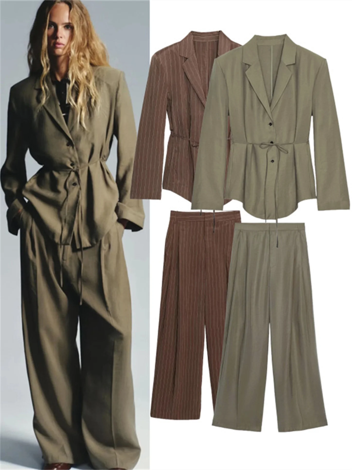 Женский костюм с высокой талией и подкладкой, комплект с двойными складками, длинные брюки, повседневное тонкое длинное пальто све Све Вест
Женский костюм с высокой талией и подкладкой, комплект с двойными складками, длинные брюки, повседневное тонкое длинное пальто све Све Вест