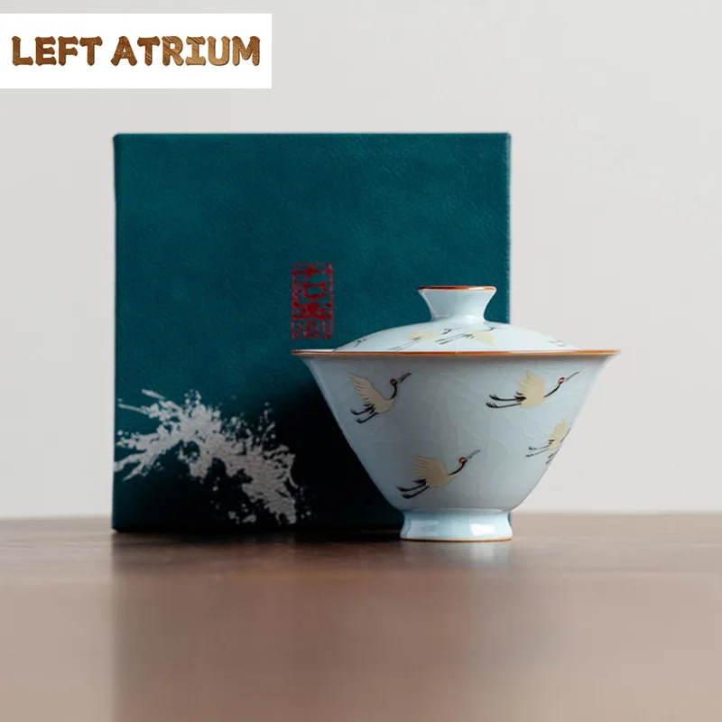 110ml Ru Kiln Return Of The Crane Gaiwan Elegant Tea Tureen Tea Bowl With Lid Kit Tea Brewing Cover Bowl Cafes Accessories Craft
110ml Ru Kiln Return Of The Crane Gaiwan Elegant Tea Tureen Tea Bowl With Lid Kit Tea Brewing Cover Bowl Cafes Accessories Craft