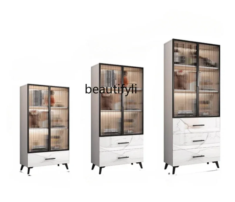 Modern simple solid wood storage bookcase household living room wall display cabinet with glass door dust locker
Modern simple solid wood storage bookcase household living room wall display cabinet with glass door dust locker