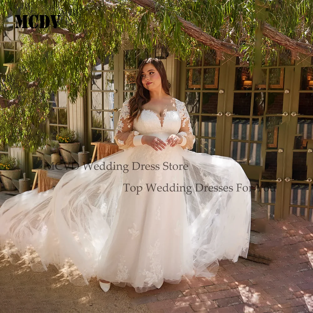 MCDV Elegant Puff Sleeves Wedding Dresses Puff Sleeve Illusion Back Applique Bridal Dress For Wedding Party Country Customized
MCDV Elegant Puff Sleeves Wedding Dresses Puff Sleeve Illusion Back Applique Bridal Dress For Wedding Party Country Customized