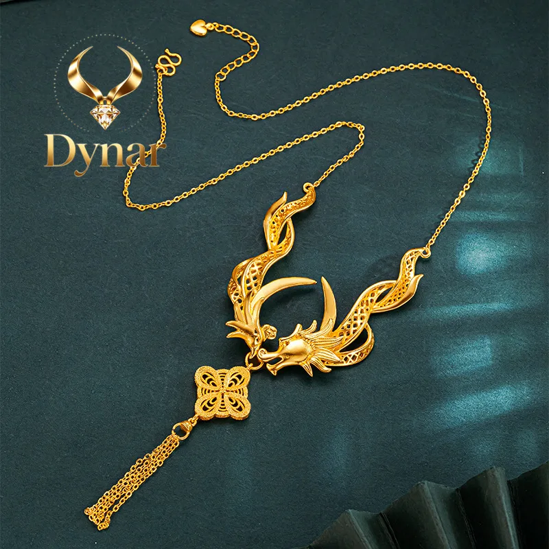 Dynar Jewelry The 24K real gold dragon and phoenix auspicious of chains 9999 retro Chinese style high-end design fashionable e
Dynar Jewelry The 24K real gold dragon and phoenix auspicious of chains 9999 retro Chinese style high-end design fashionable e