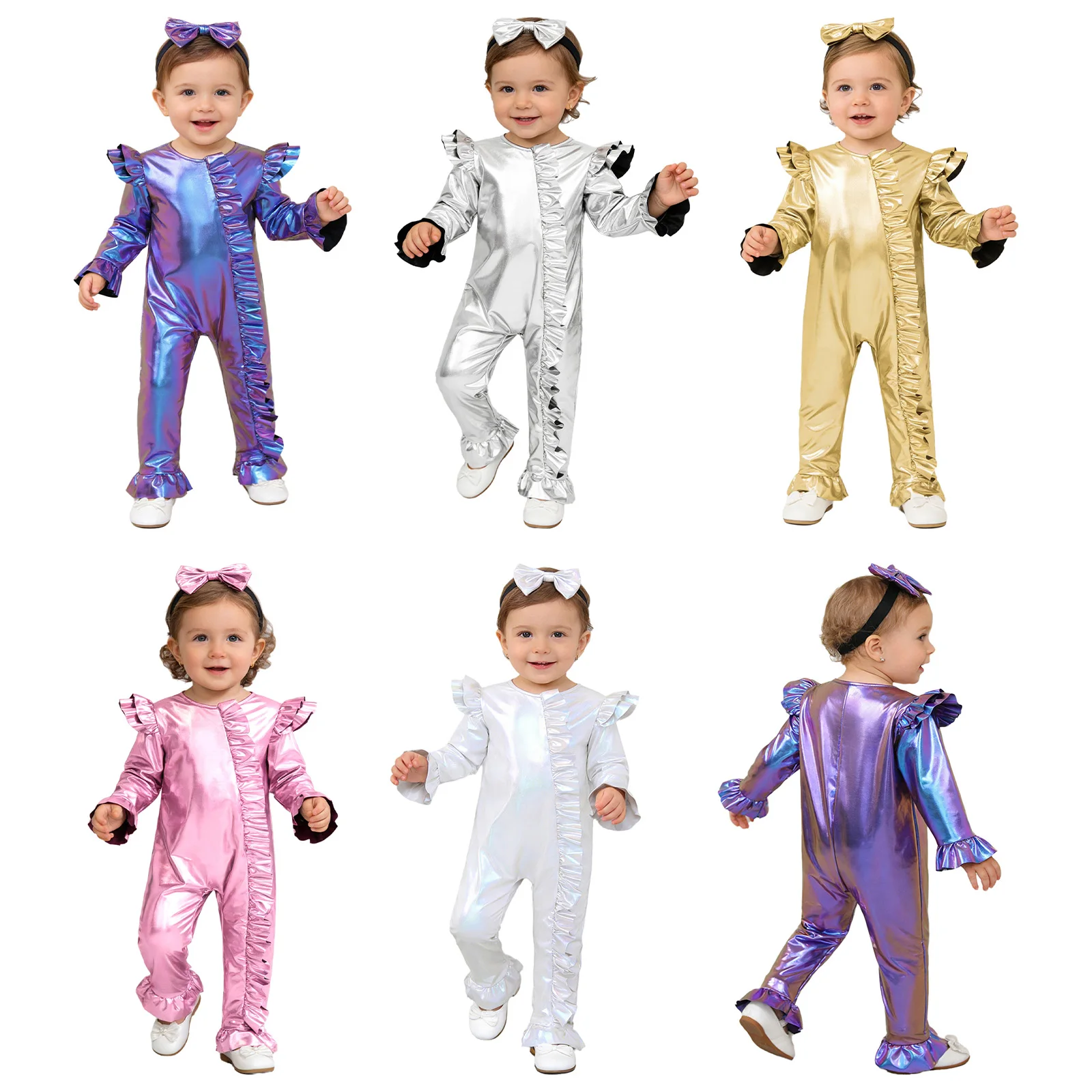 Металлический блестящий комбинезон с рюшами для маленьких девочек, комбинезон на молнии с длинными рукавами и повязкой на голову, костюм для дня рождения, диско-вечеринки, карнавала
Металлический блестящий комбинезон с рюшами для маленьких девочек, комбинезон на молнии с длинными рукавами и повязкой на голову, костюм для дня рождения, диско-вечеринки, карнавала