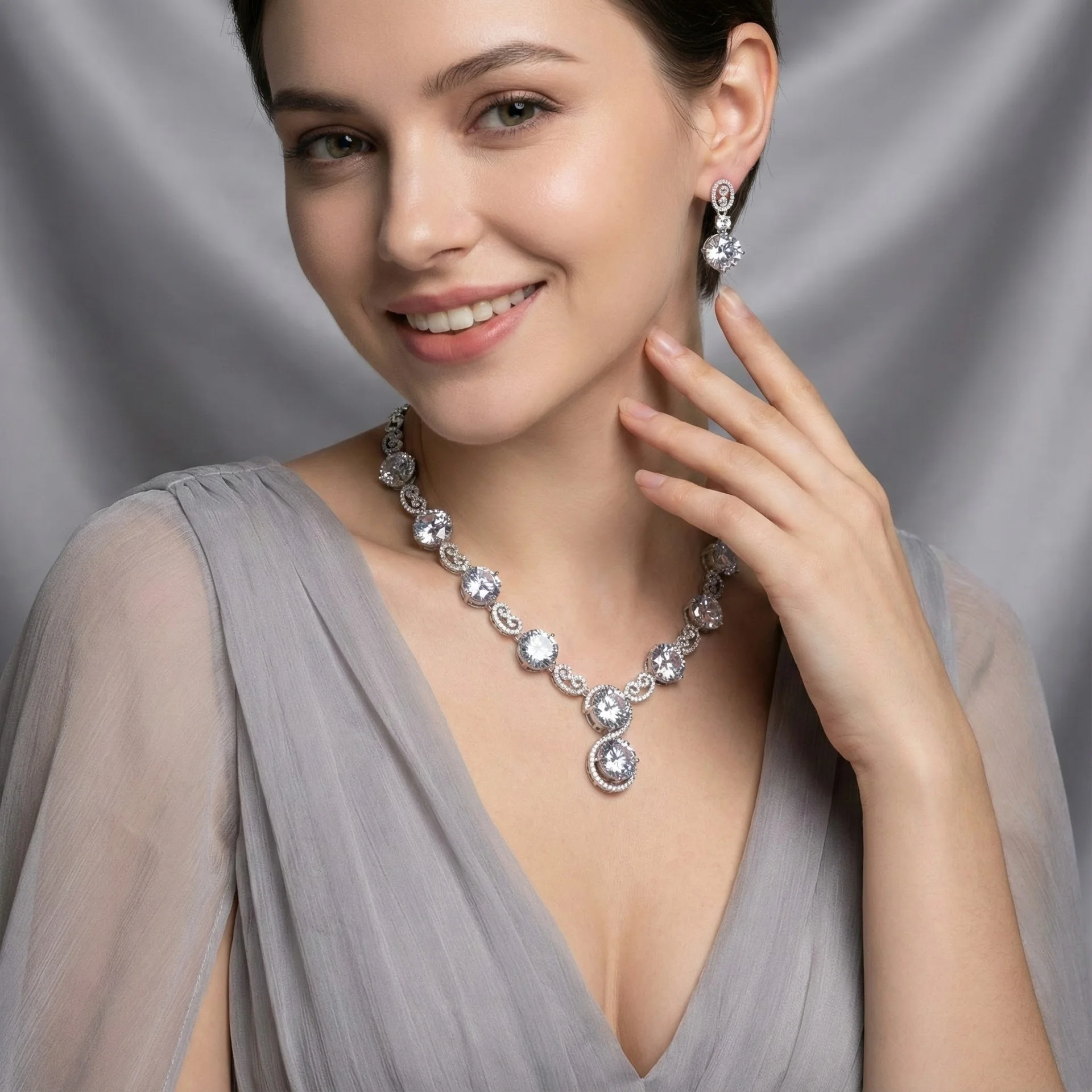 2026 Hot Bridal Zircon Jewelry Set, Cloud Pattern Necklace & Earrings, Real Gold Plated Evening Party Accessories, Hot Deals
2026 Hot Bridal Zircon Jewelry Set, Cloud Pattern Necklace & Earrings, Real Gold Plated Evening Party Accessories, Hot Deals