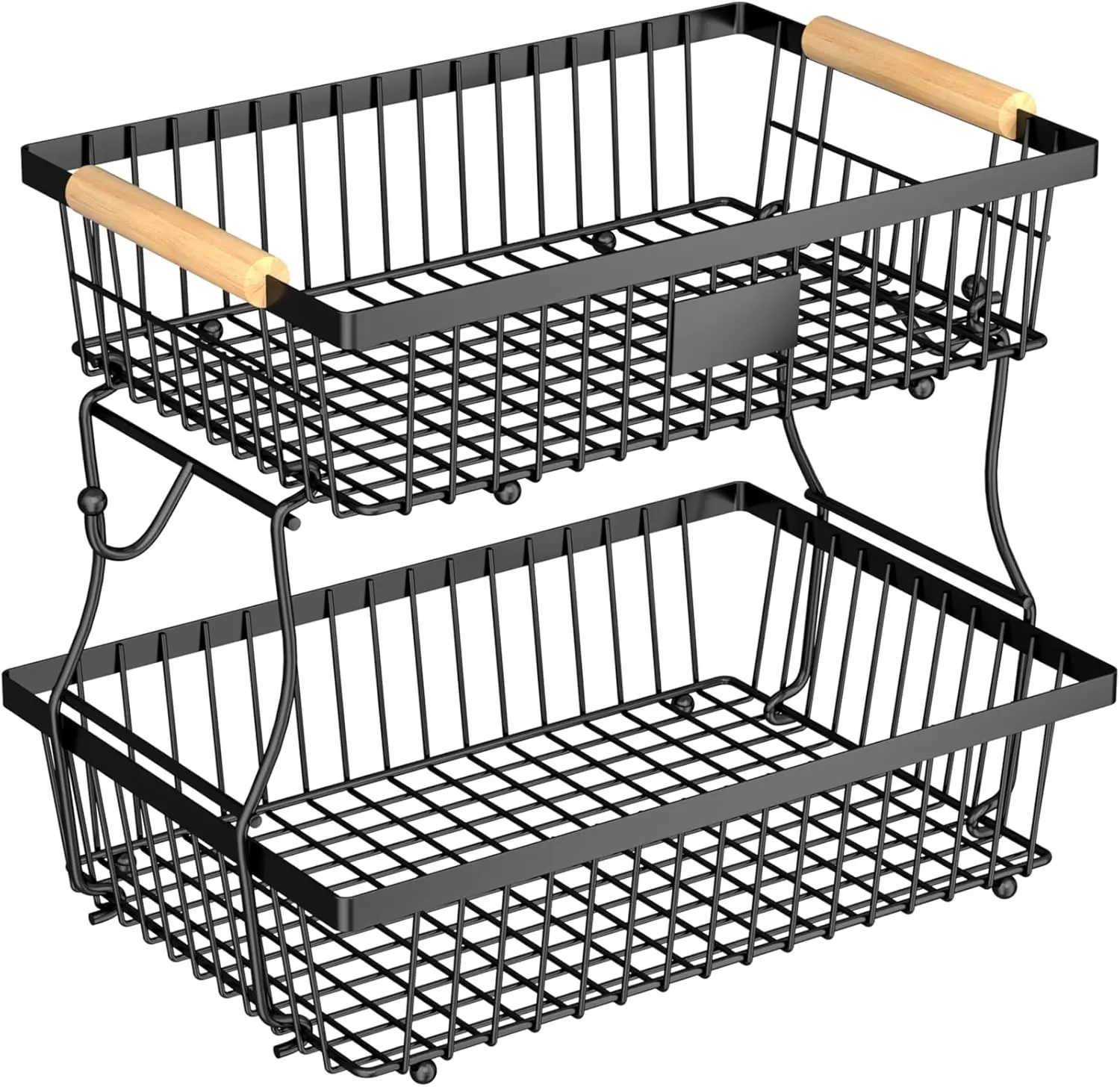 2 Tier Fruit Basket for Kitchen Counter with Banana Hangers, Metal Bread Storage Stand with Wooden Handle for Vegetables Snacks
2 Tier Fruit Basket for Kitchen Counter with Banana Hangers, Metal Bread Storage Stand with Wooden Handle for Vegetables Snacks
