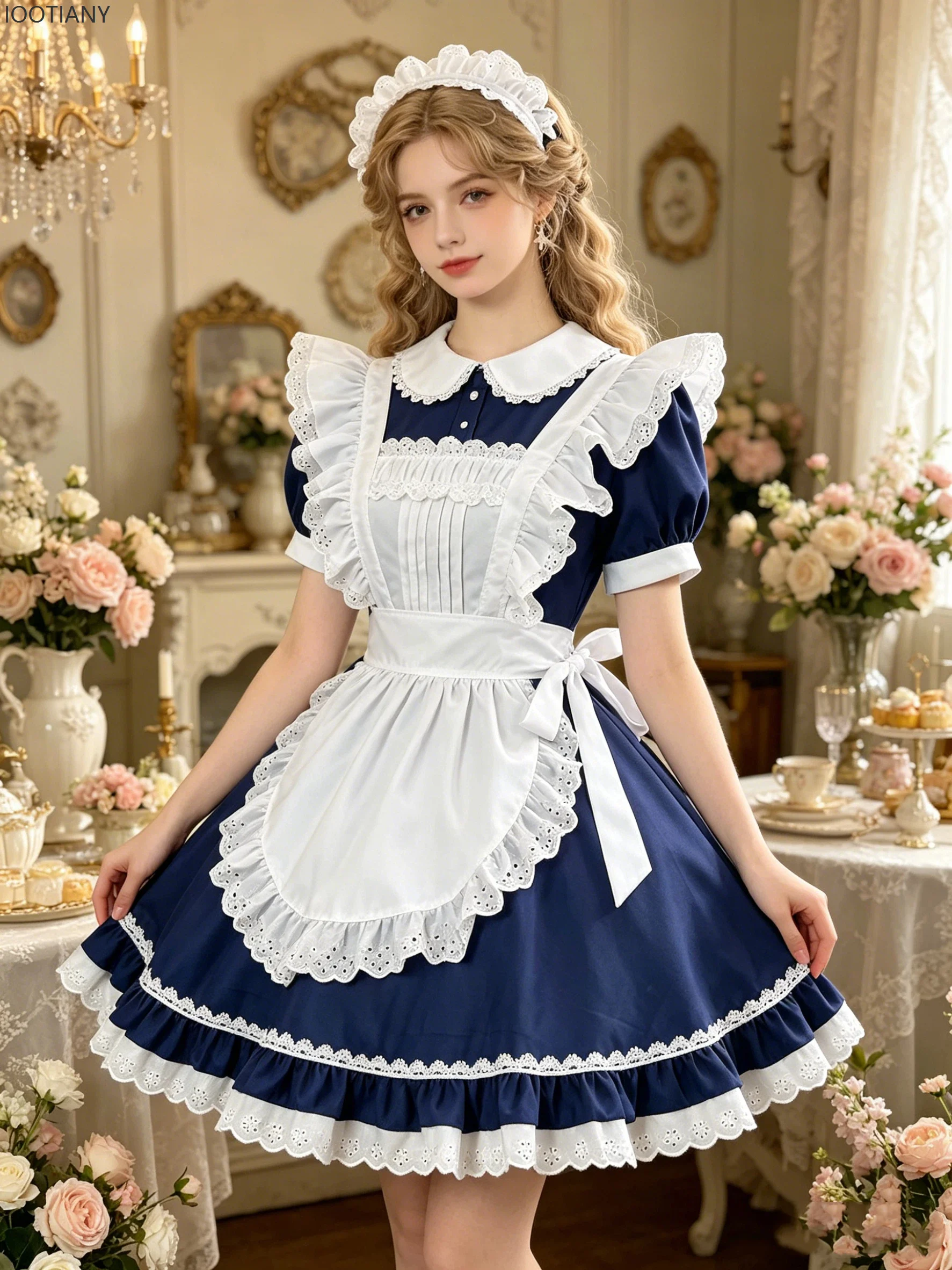 IOOTIANY Navy Blue White Maid Lolita Dress With Apron Lace Trim Halloween Party Sweet Lolitas Dresses Waitress Cosplay Costume
IOOTIANY Navy Blue White Maid Lolita Dress With Apron Lace Trim Halloween Party Sweet Lolitas Dresses Waitress Cosplay Costume