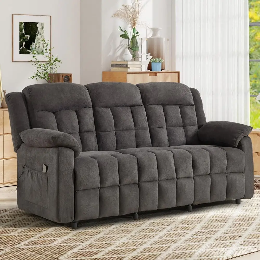 3-Seat Reclining Sofa Set with Side Pockets and Overstuffed Armrests, Adjustable Footrest for Living Room, Grey
3-Seat Reclining Sofa Set with Side Pockets and Overstuffed Armrests, Adjustable Footrest for Living Room, Grey