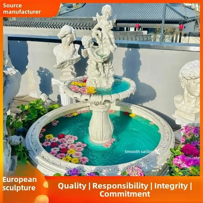 European sculpture outdoor angel fountain wedding water ornament garden decoration, courtyard fish pond
European sculpture outdoor angel fountain wedding water ornament garden decoration, courtyard fish pond