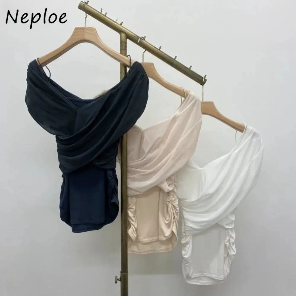 Neploe Solid Casual Slash Neck Sweet Pure Desire Shirts Slim Cross Off Shoulder Short Top Japan All-match Chiffon Fresh Mujer
Neploe Solid Casual Slash Neck Sweet Pure Desire Shirts Slim Cross Off Shoulder Short Top Japan All-match Chiffon Fresh Mujer