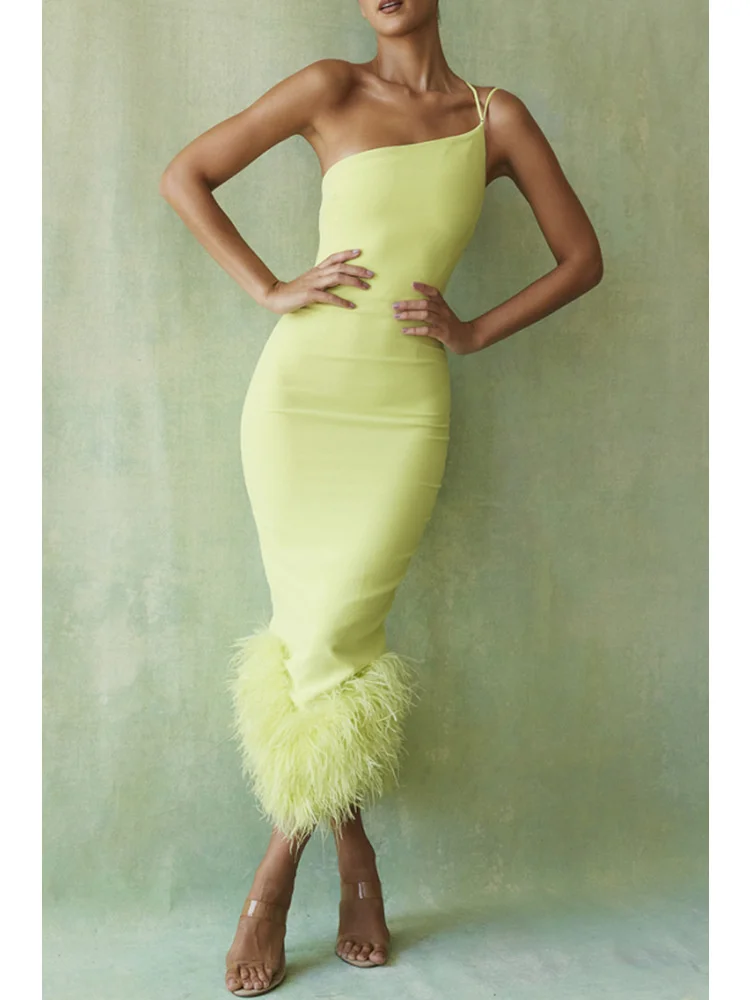 Mozision Elegant Spaghetti Strap Feather Midi Dress For Women Robe Fashion Sexy Backless Bodycon Club Party Dress Vestido
Mozision Elegant Spaghetti Strap Feather Midi Dress For Women Robe Fashion Sexy Backless Bodycon Club Party Dress Vestido