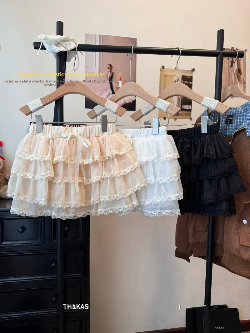 Sweet Lace Knot Elastic Waist Cake Half Skirt Women's Summer High Waist A-Line Fluffy Skirt Elegant Short Skirt
Sweet Lace Knot Elastic Waist Cake Half Skirt Women's Summer High Waist A-Line Fluffy Skirt Elegant Short Skirt