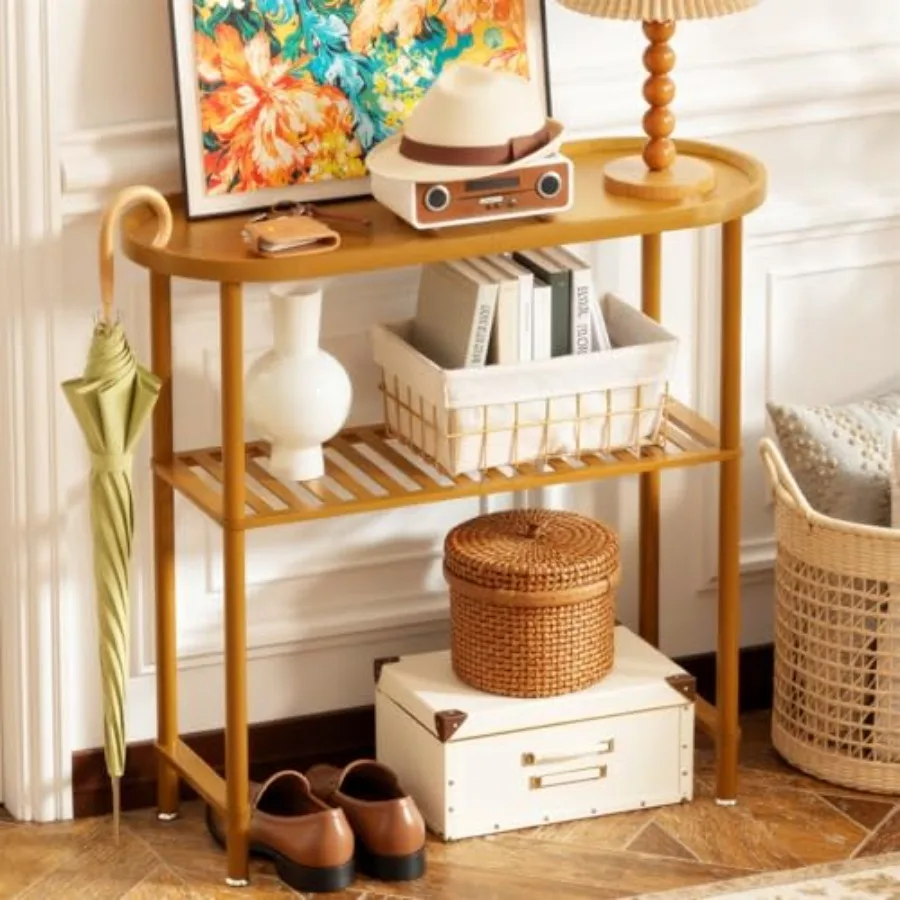 Small Entryway Table Bamboo Narrow Hallway Table 2-tier Slim Console Table with Anti-fall Edge Sofa Side Table 5min Assembly Sm
Small Entryway Table Bamboo Narrow Hallway Table 2-tier Slim Console Table with Anti-fall Edge Sofa Side Table 5min Assembly Sm