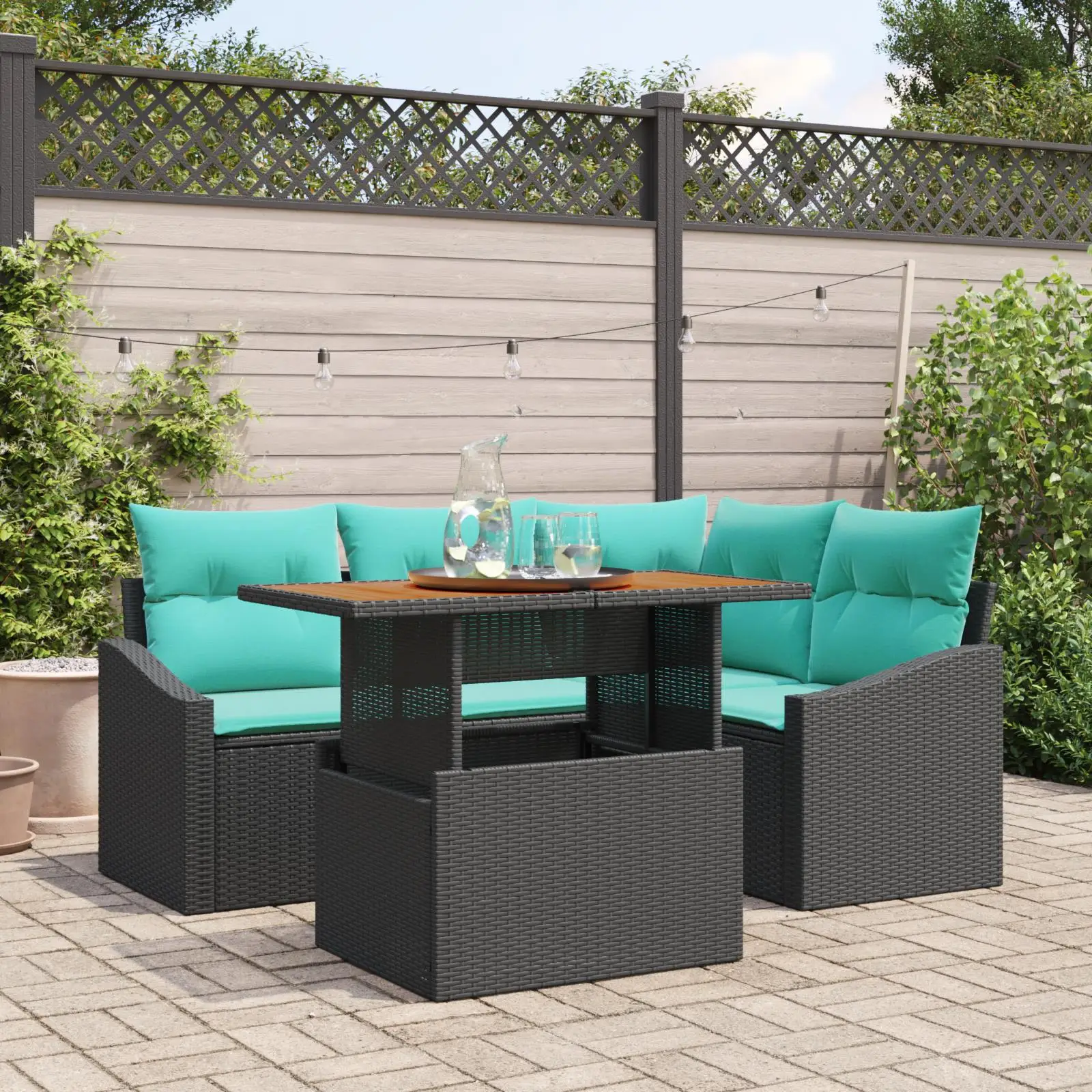 5 Piece Outdoor Garden Sofa Set with Cushions Stylish Black Poly Rattan Furniture
5 Piece Outdoor Garden Sofa Set with Cushions Stylish Black Poly Rattan Furniture