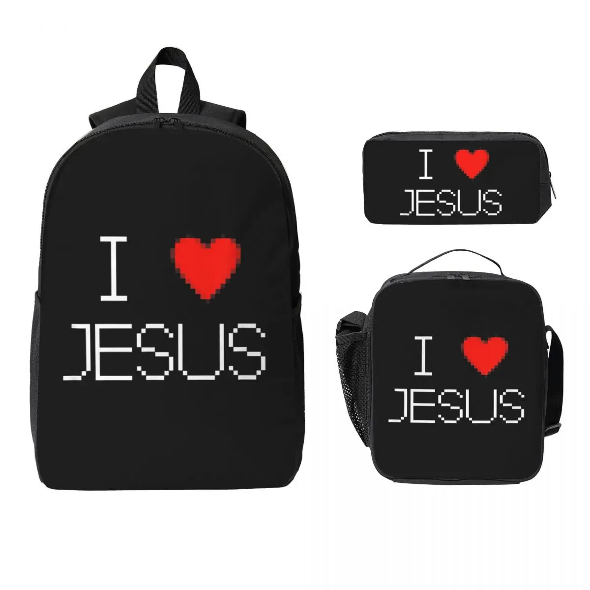 I Love Jesus God Cross Print Backpack Student BookBag School Bag Laptop Shoulder Bags 3ps Insulated Lunch Bag Pencil Case
I Love Jesus God Cross Print Backpack Student BookBag School Bag Laptop Shoulder Bags 3ps Insulated Lunch Bag Pencil Case