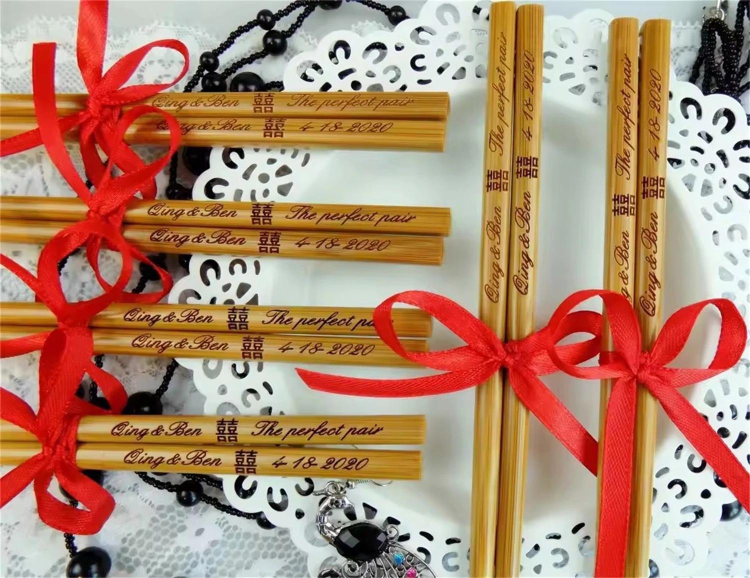 100pr New Personalized Chopstick with Bow, Chopsticks, Bamboo Chopstick, Logo,Gift, Wedding, Rustic Chopstick, Wedding Chopstick
100pr New Personalized Chopstick with Bow, Chopsticks, Bamboo Chopstick, Logo,Gift, Wedding, Rustic Chopstick, Wedding Chopstick