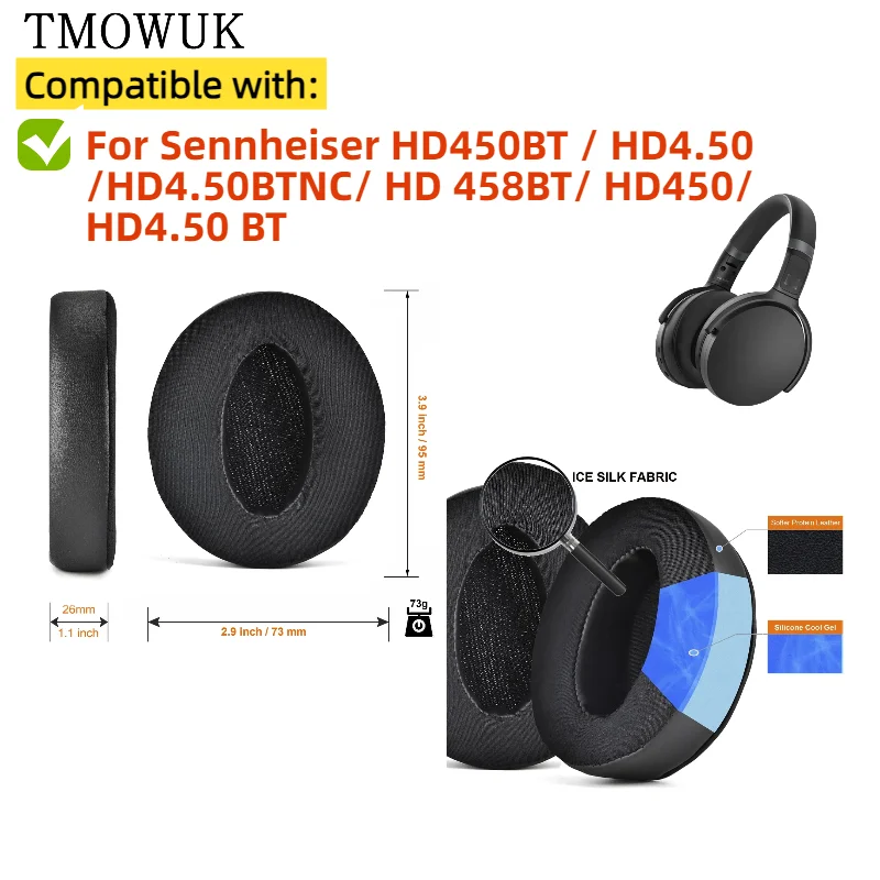 Replacement Cooling Gel Football Ear Pads For Sennheiser HD450BT / HD4.50 /HD4.50BTNC HD450/ HD4.50 BT Headphones TMOWUK
Replacement Cooling Gel Football Ear Pads For Sennheiser HD450BT / HD4.50 /HD4.50BTNC HD450/ HD4.50 BT Headphones TMOWUK