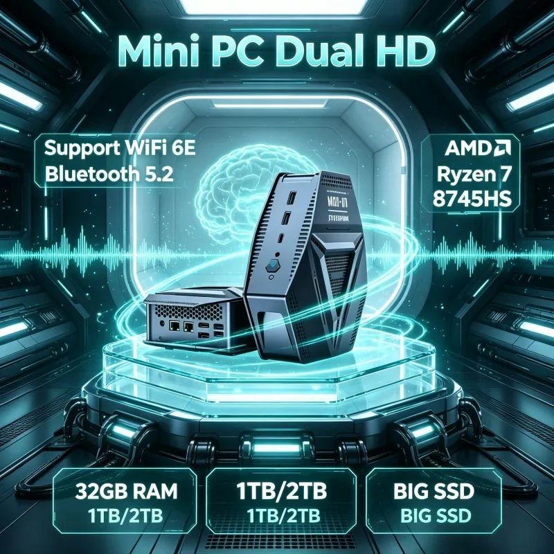 High Performance Tiny Game Mini PC AMD R7 8745HS WiFi6 Type-C HD DP Dual DDR5 Slots 4USB3.2 2.5G Dual LAN Windows11 Office Host
High Performance Tiny Game Mini PC AMD R7 8745HS WiFi6 Type-C HD DP Dual DDR5 Slots 4USB3.2 2.5G Dual LAN Windows11 Office Host