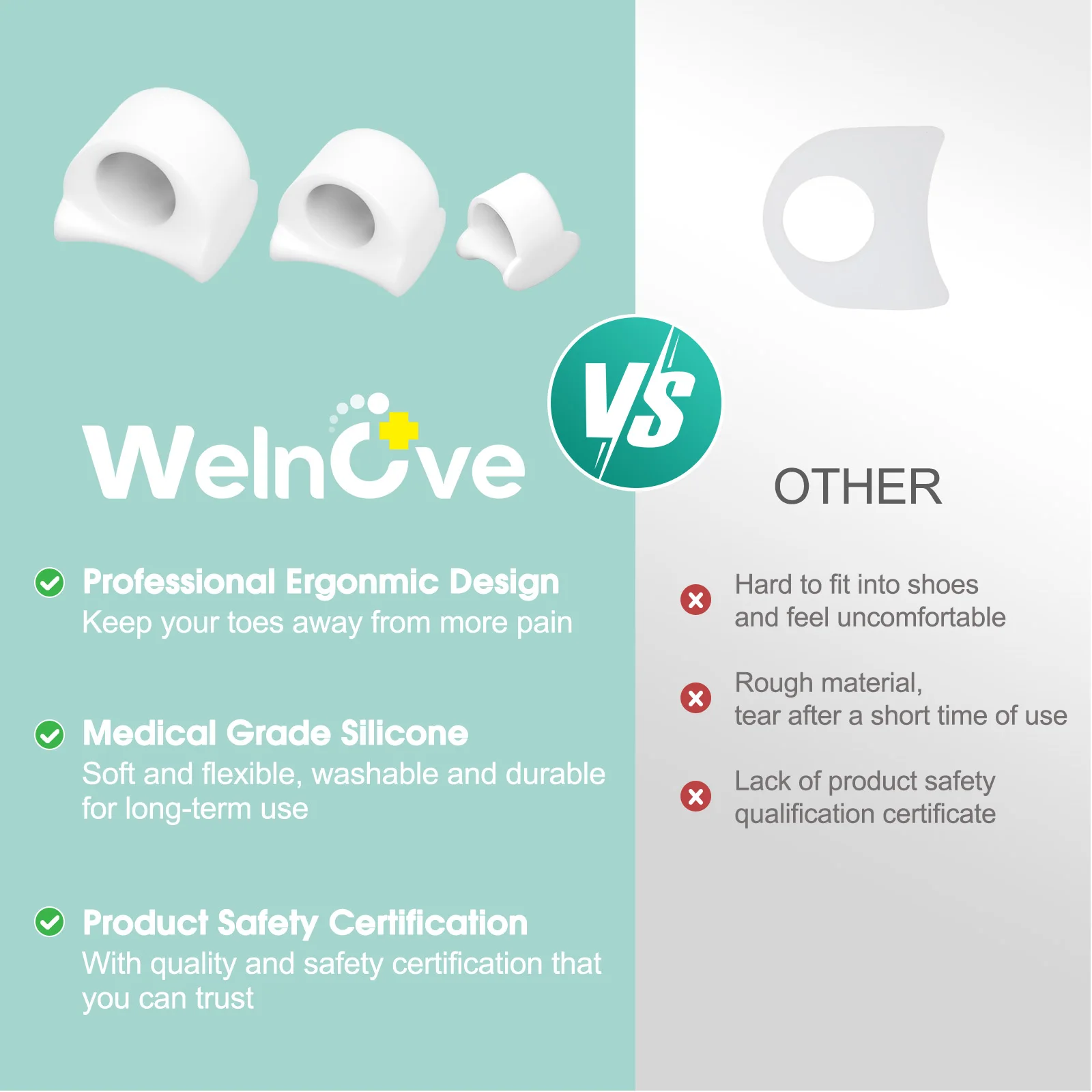 2Pcs Sumifun Silicone Toe Separator Bunion Hallux Valgus Correction Toes Overlap Orthopedics Foot Health Care Clamp Protector
2Pcs Sumifun Silicone Toe Separator Bunion Hallux Valgus Correction Toes Overlap Orthopedics Foot Health Care Clamp Protector