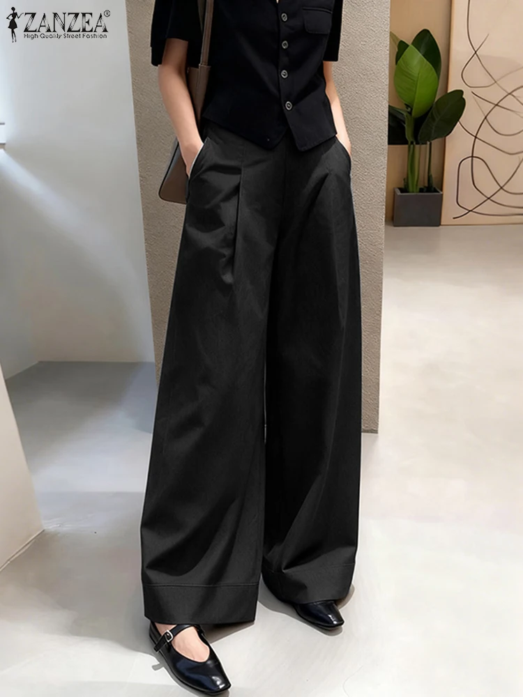 ZANZEA Elegant Office Wide Leg Pants Women Casual Elastic Waist Loose Inverted Pleats Solid Color Trousers Woman Commuting Wear
ZANZEA Elegant Office Wide Leg Pants Women Casual Elastic Waist Loose Inverted Pleats Solid Color Trousers Woman Commuting Wear