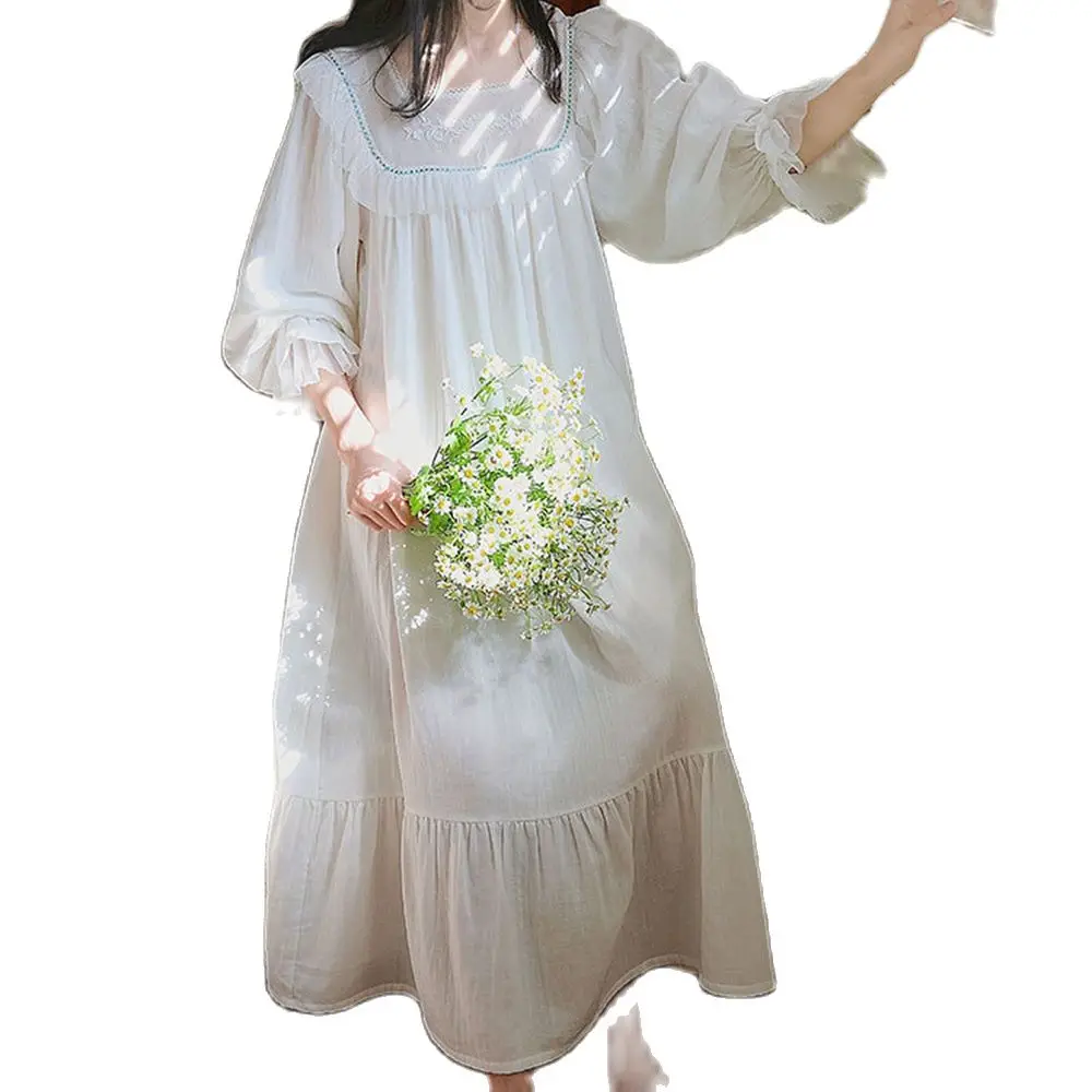 Women's Nightgown White Loose Fit Soft Cotton Sleeping Dress Princess Nightdress Lovely French Lace Comfortable Homewear Lounge
Women's Nightgown White Loose Fit Soft Cotton Sleeping Dress Princess Nightdress Lovely French Lace Comfortable Homewear Lounge