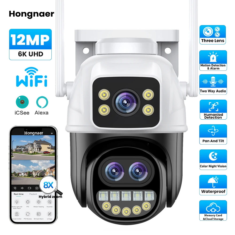 Hongnaer 12MP 6K ICSee с тремя объективами и 8-кратным зумом ночного видения, уличная беспроводная сеть PTZ IP-камера видеонаблюдения, Wi-Fi домашней безопасности
Hongnaer 12MP 6K ICSee с тремя объективами и 8-кратным зумом ночного видения, уличная беспроводная сеть PTZ IP-камера видеонаблюдения, Wi-Fi домашней безопасности