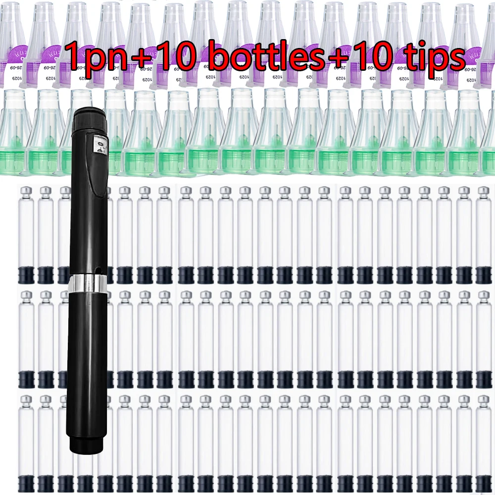 1x Magic Pen+10x bottles +10x tips with 3ml Empty Cassette Cartridge Sterile Tattoo Insulin Injection Pen Kit For Lilly Insulin
1x Magic Pen+10x bottles +10x tips with 3ml Empty Cassette Cartridge Sterile Tattoo Insulin Injection Pen Kit For Lilly Insulin