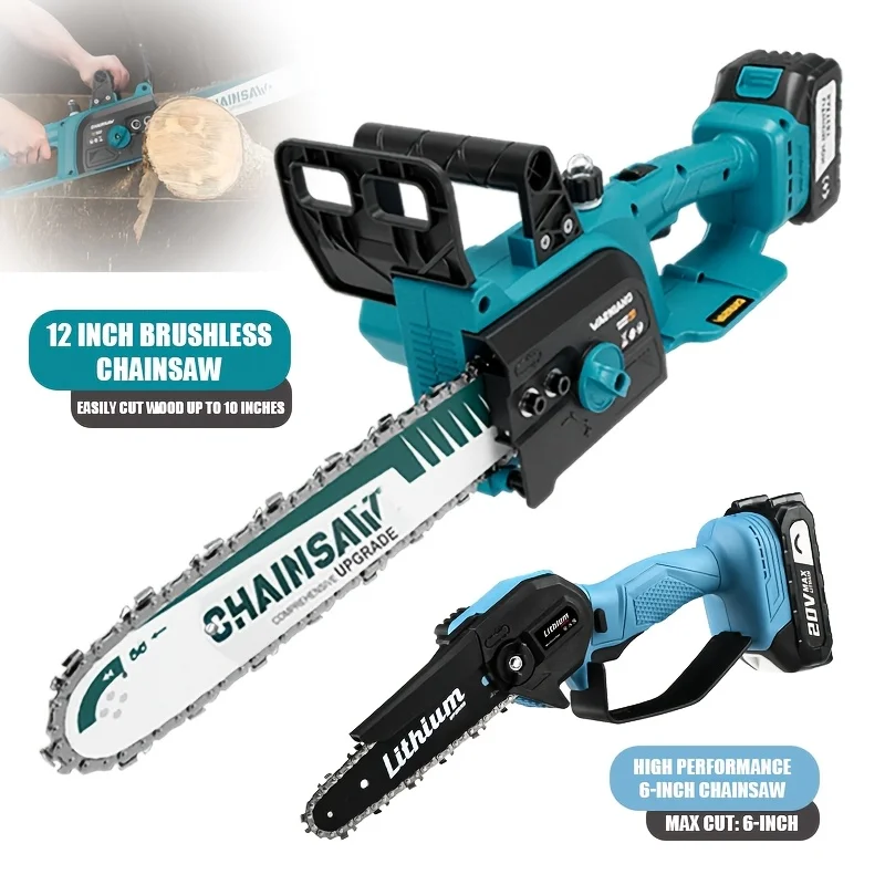 12/6-inch Cordless Chainsaw - Brushless Motor, Lithium-ion Battery Safety Lock And Automatic Refueling System, Chain Design - Heavy-duty Electric Saws For Wood/gardening Purposes Gift For Men'S Valentine'S Day - Small Portable Chainsaw Storm Recover
12/6-inch Cordless Chainsaw - Brushless Motor, Lithium-ion Battery Safety Lock And Automatic Refueling System, Chain Design - Heavy-duty Electric Saws For Wood/gardening Purposes Gift For Men'S Valentine'S Day - Small Portable Chainsaw Storm Recover