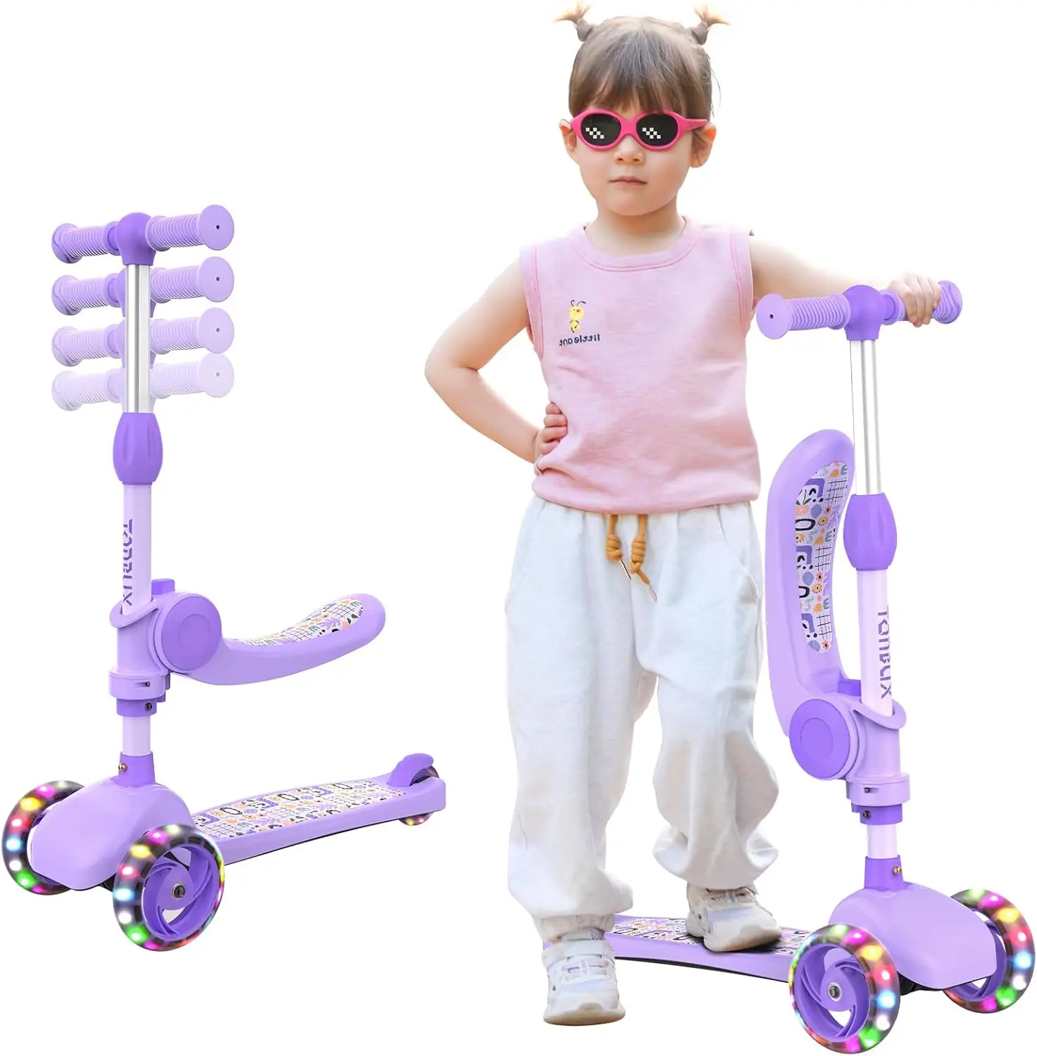 3 Wheel Kids Scooter with Seat, PU Light-Up Wheels, Adjustable Height, Lean to Steer, Ages 2-8
3 Wheel Kids Scooter with Seat, PU Light-Up Wheels, Adjustable Height, Lean to Steer, Ages 2-8
