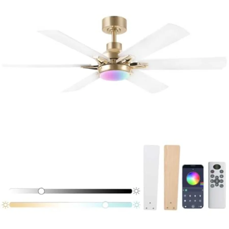 52in Ceiling Fans with Lights RGB Ceiling Fan with Light and Remote/APP ControlLow Profile Ceiling Fans with Lights for Bedroom
52in Ceiling Fans with Lights RGB Ceiling Fan with Light and Remote/APP ControlLow Profile Ceiling Fans with Lights for Bedroom