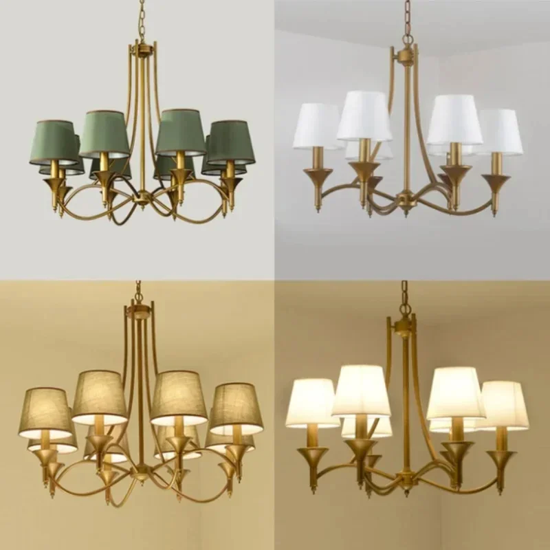 Vintage Home Lighting Chandeliers Indoor Bedroom light Fixtures Grey Green Fabric lampshade Copper Iron Chandelier E14 110-240V
Vintage Home Lighting Chandeliers Indoor Bedroom light Fixtures Grey Green Fabric lampshade Copper Iron Chandelier E14 110-240V